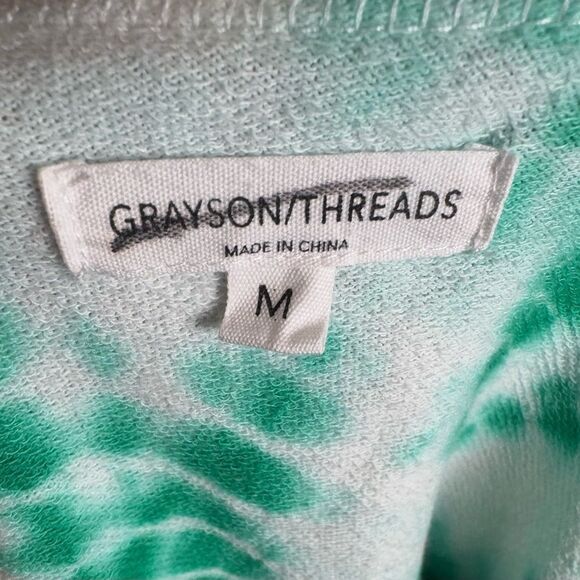 Green and white tie dye “Whiskey Business” long sleeve knit top size medium - Picture 4 of 5